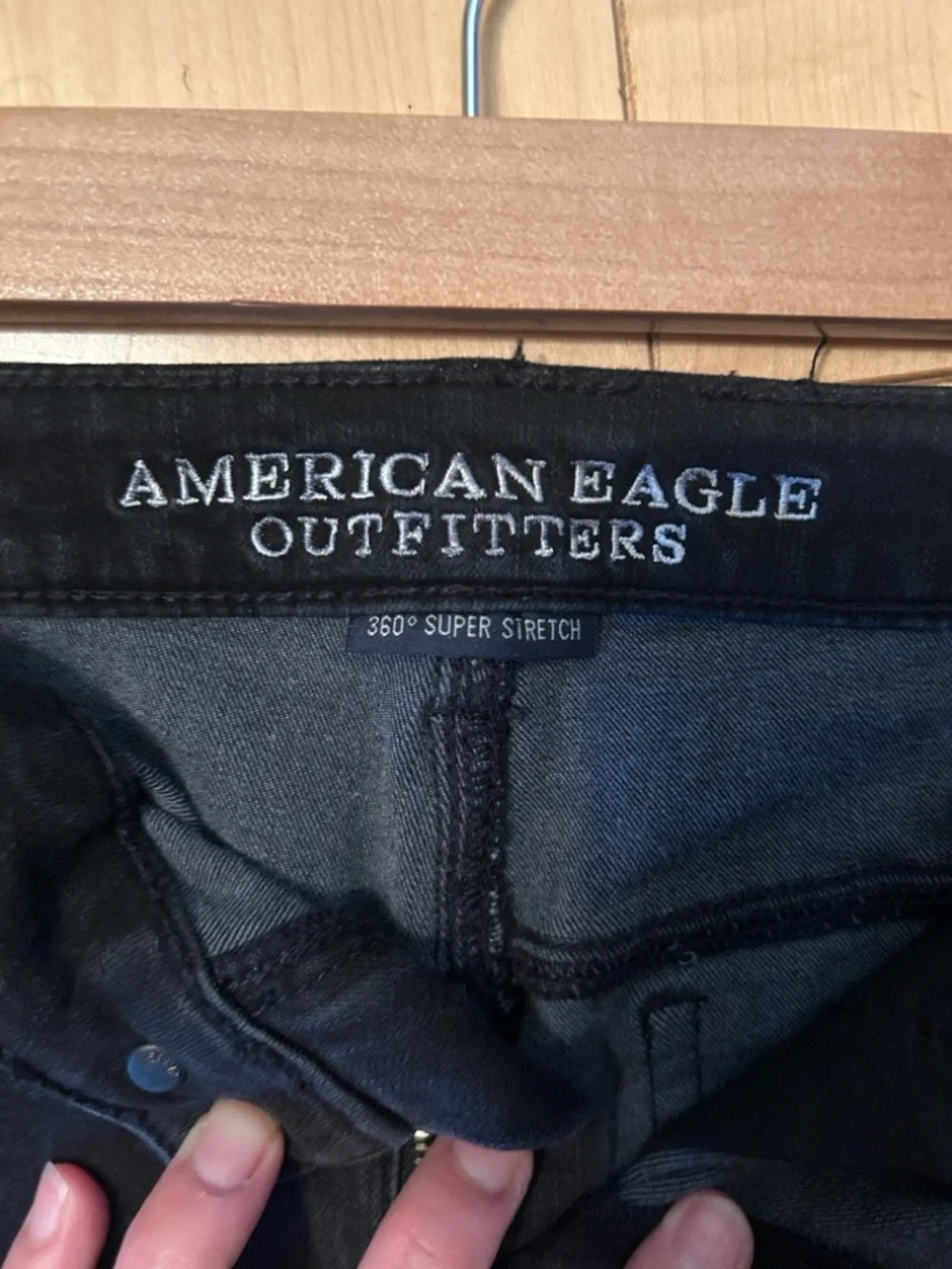 American Eagle Outfitters Black Denim Shorts High Rise Shortie Size 8